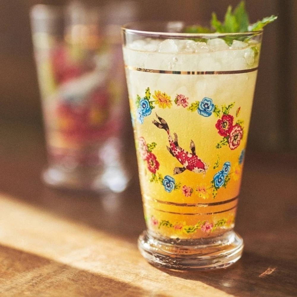 NWT Anthropologie Lou Rota Mother Nature Juice Glass Koi